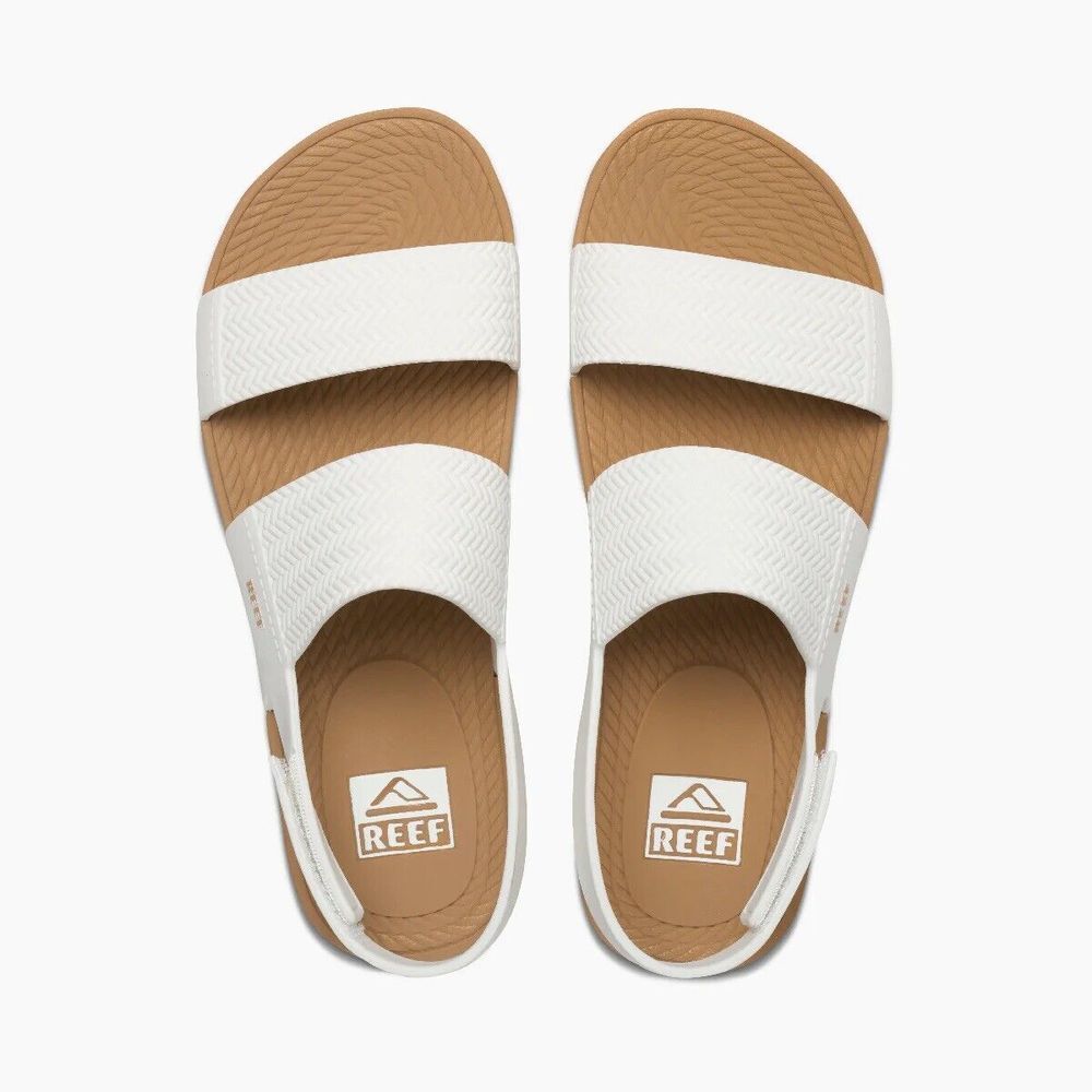 Reef Sandals Women 9 Water Vista White Tan Slip On Strap Outdoor Beach Flip Flop - Picture 3 of 5